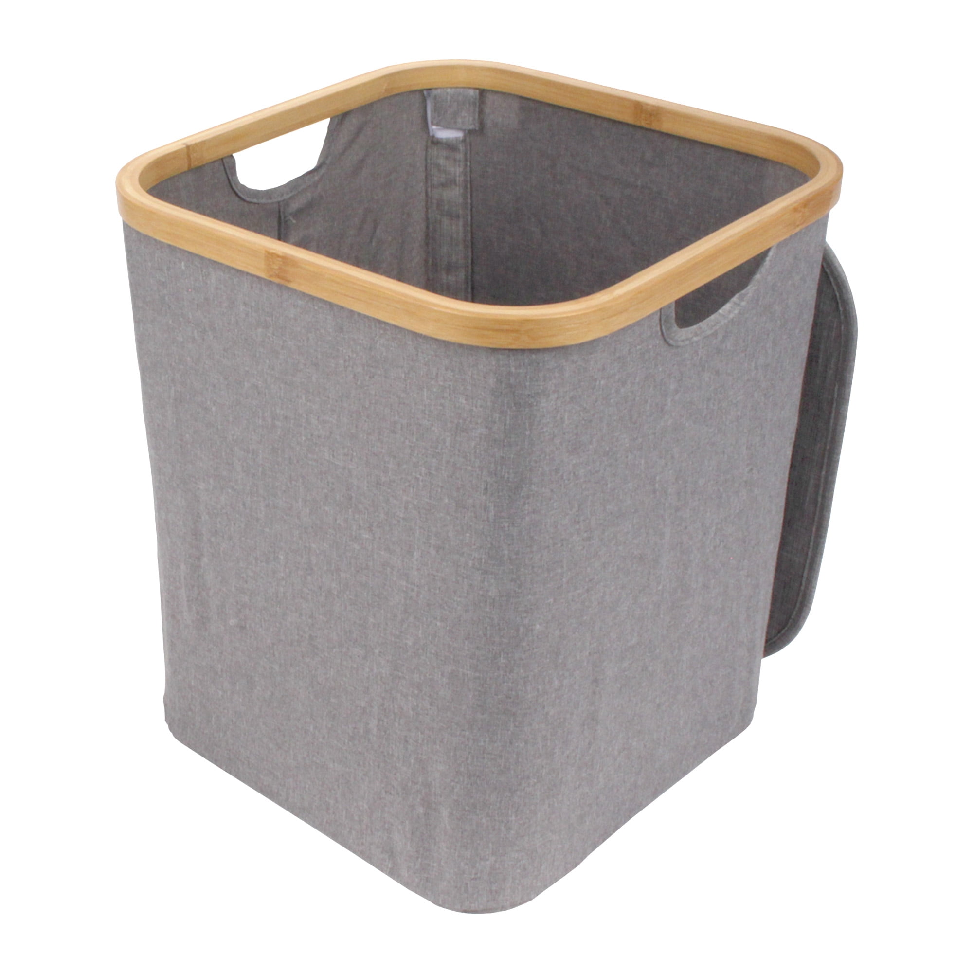 Foldable Bamboo Laundry Hamper with Lid - Decor Essentials for Any Room - Medium - Square - Gray