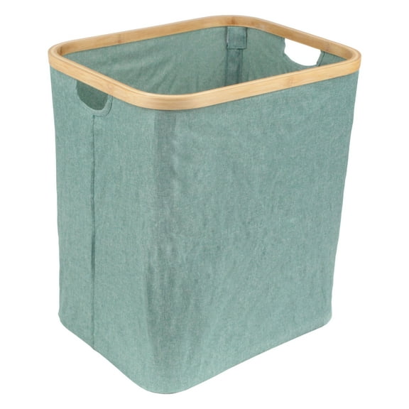 Foldable Bamboo Laundry Hamper without Lid - Decor Essentials for Any Room - Large - Rectangular - Green