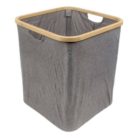 Foldable Bamboo Laundry Hamper without Lid - Decor Essentials for Any Room - Large - Square - Gray