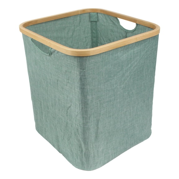 Foldable Bamboo Laundry Hamper without Lid - Decor Essentials for Any Room - Large - Square - Green
