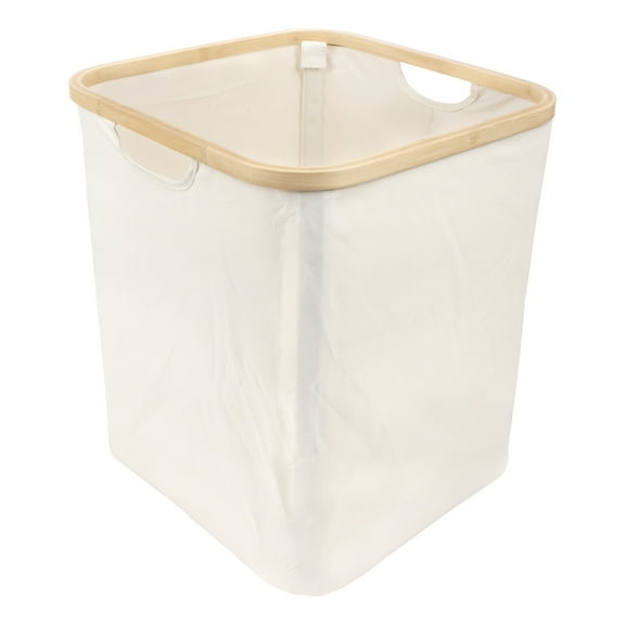 Foldable Bamboo Laundry Hamper without Lid - Decor Essentials for Any Room - Large - Square - White