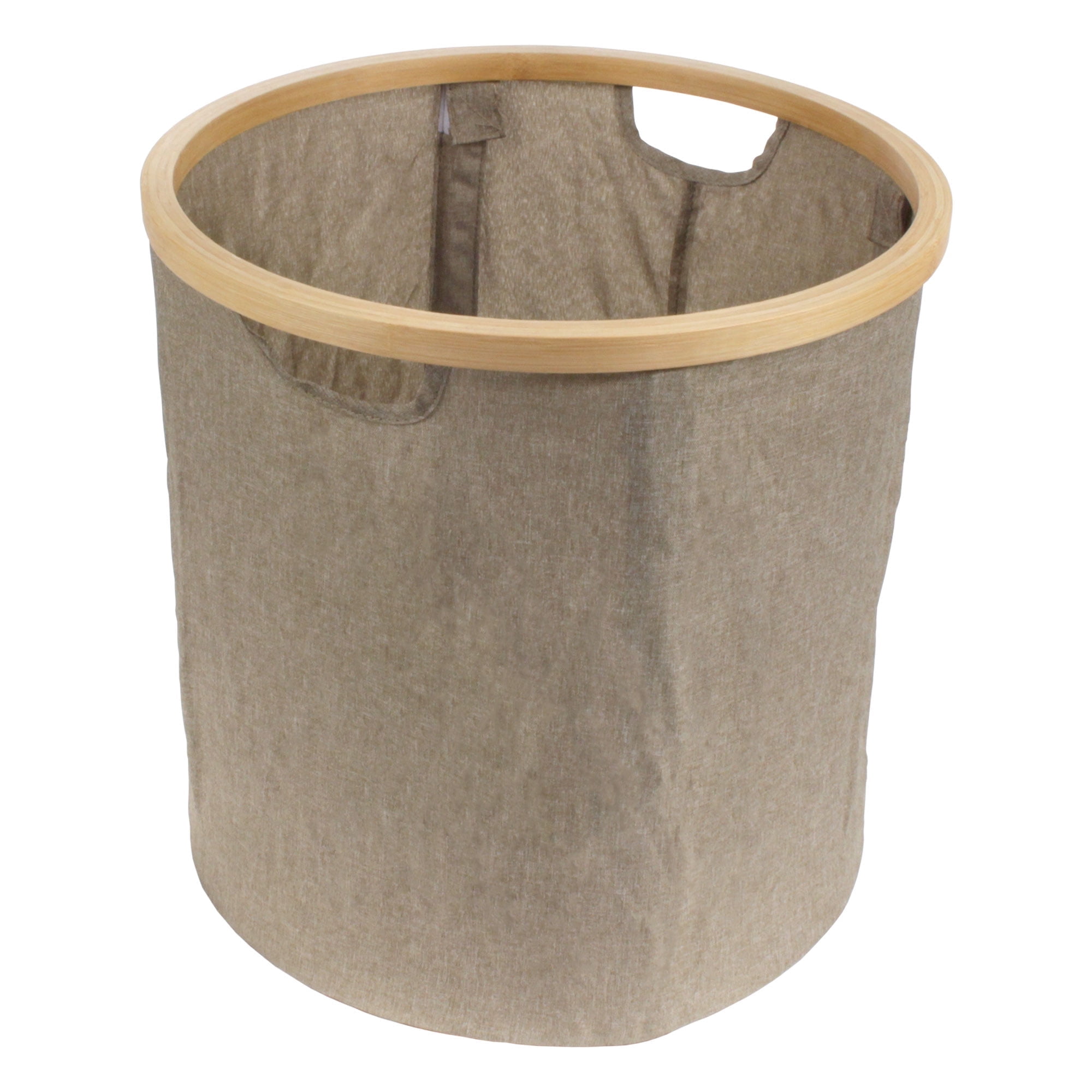 Foldable Bamboo Laundry Hamper without Lid - Decor Essentials for Any Room - Medium - Circular - Brown