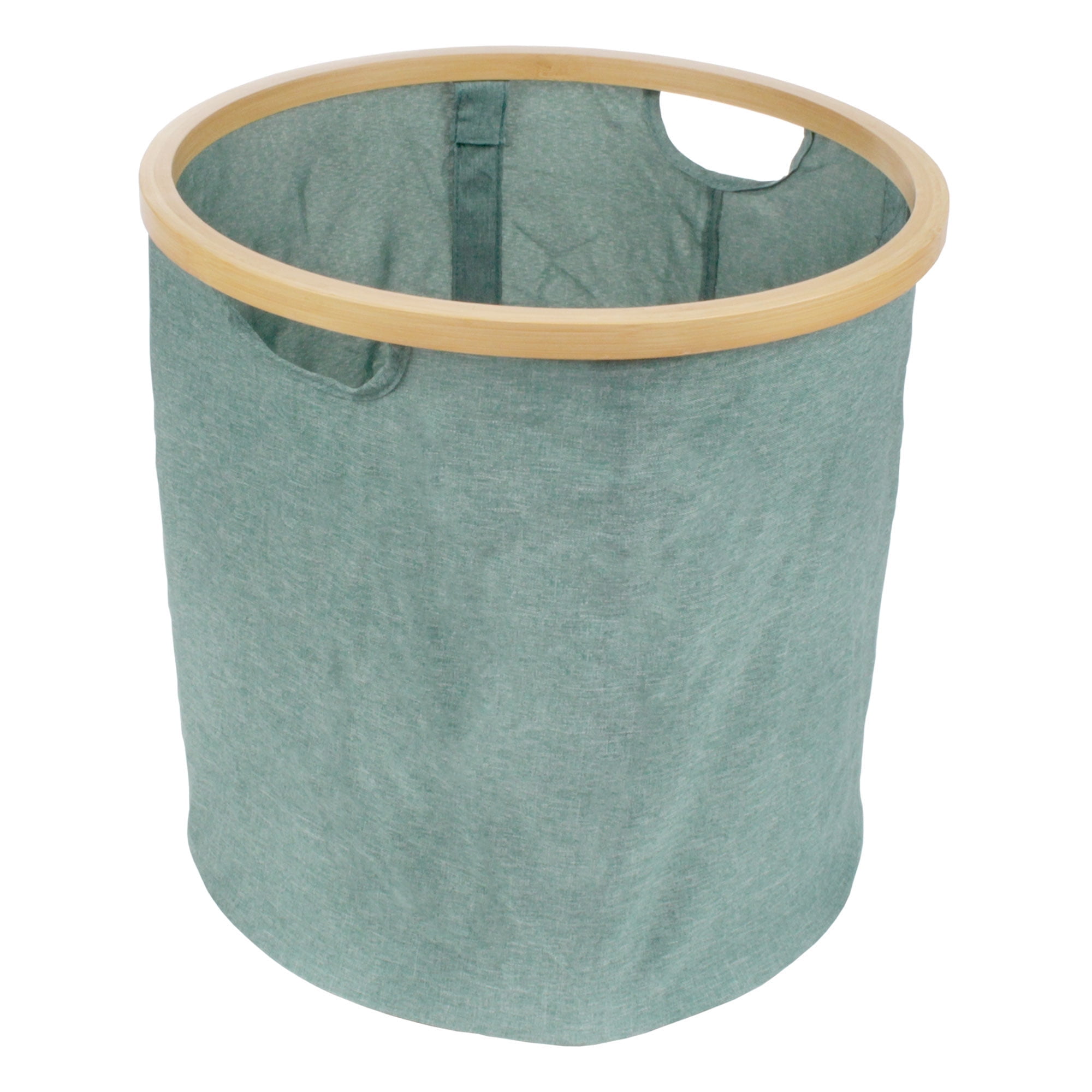 Foldable Bamboo Laundry Hamper without Lid - Decor Essentials for Any Room - Medium - Circular - Green