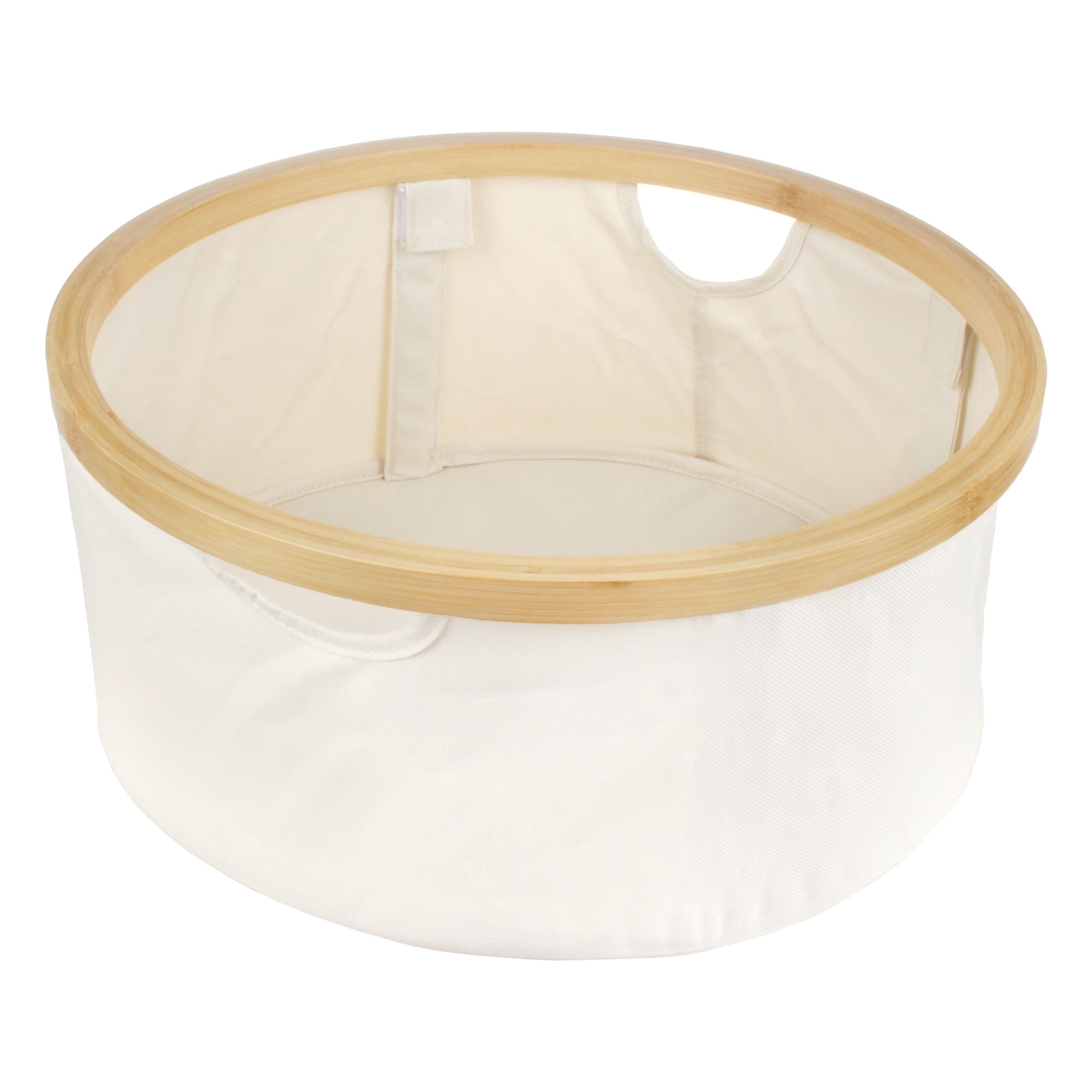 Foldable Bamboo Laundry Hamper without Lid - Decor Essentials for Any Room - Small - Circular - White