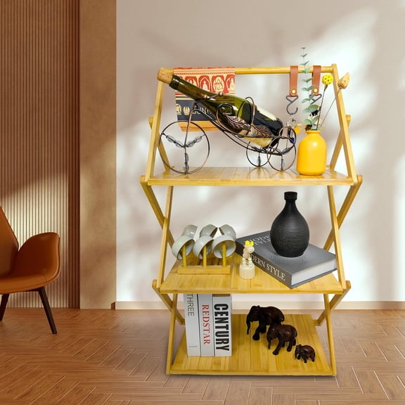Foldable Bamboo Shelf - 3 Tiers with Boom