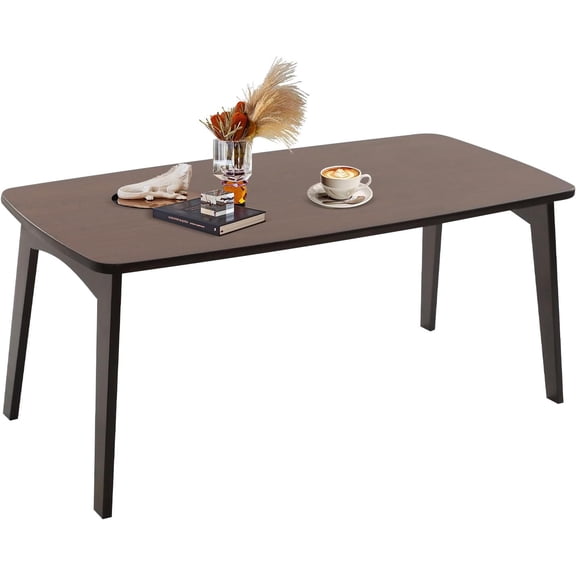 Foldable Bamboo Wood Floor Table, Collapsible Low Coffee Table for Sitting, Walnut Finish