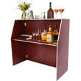thumbnail image 1 of Foldable Bar, 47.75*19.5*42.75In Portable Event Bars Commercial Foldable Bars Rectangular Bar Cabinet Freestanding Counter Cabinets w/Top and Middle Shelves for Parties, Picnics, Barbecues(Brown), 1 of 9