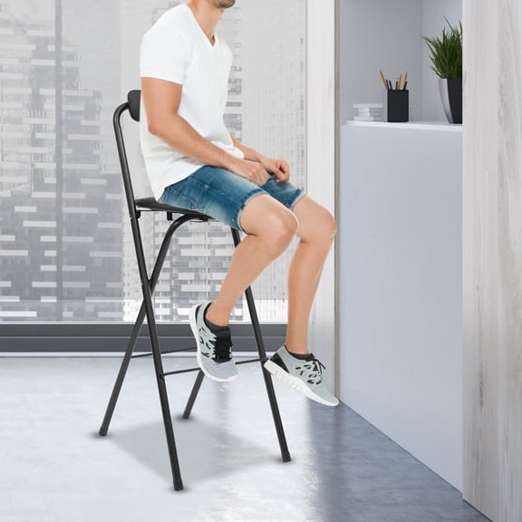 Foldable Bar Chair with High Load Capacity, Comfortable Sponge Cushion, Space-Saving Design, for Home, Kitchen, Office, and Commercial Use