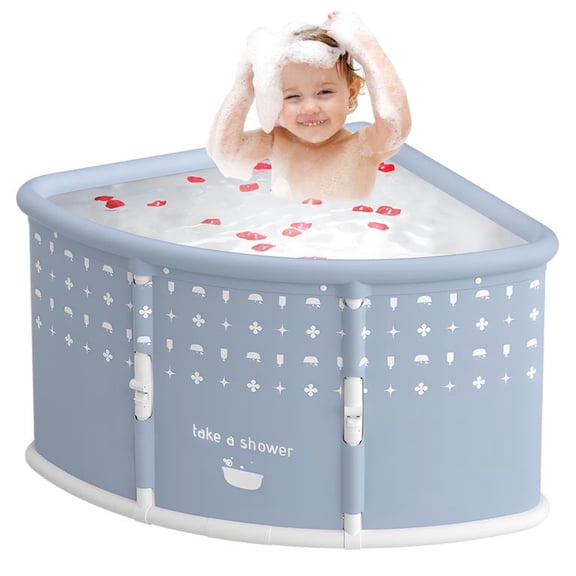 Foldable Bathtub for Adults Fan Shape Soaking Tub Triangular Corner Bathtub Thickened PVC Material Good Insulation Folds to 7.5cm No Installation Portable Space Saving Home Use