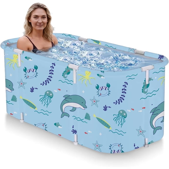 Foldable Bathtub for Adults, Portable Collapsible Travel Tub, Large Spa & Camping Soaking Tub for Relaxation, Leak-Proof PVC Material, Space Saving Design for Home & Outdoor Use