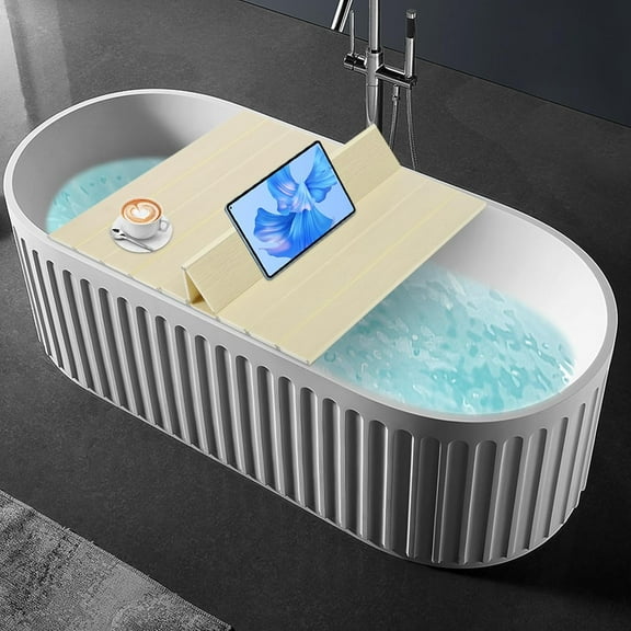 Foldable Bathtub Cover, 11.02lb Load Rectangular Bathtub Tray, Foldable Anti-dust Bathtub Insulation Cover, PVC Shutter Bathtub Lid to Store Wine Glass, Book, Tablet, Cellphone (Yellow)