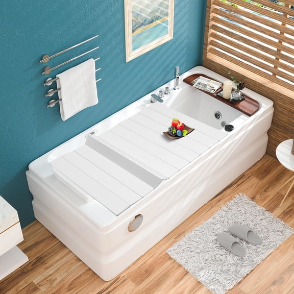 Foldable Bathtub Cover for Standard Tubs Waterproof PVC Bath Tray with 11.02 lbs Capacity, Space-Saving Design for Aromatherapy, Wine & More