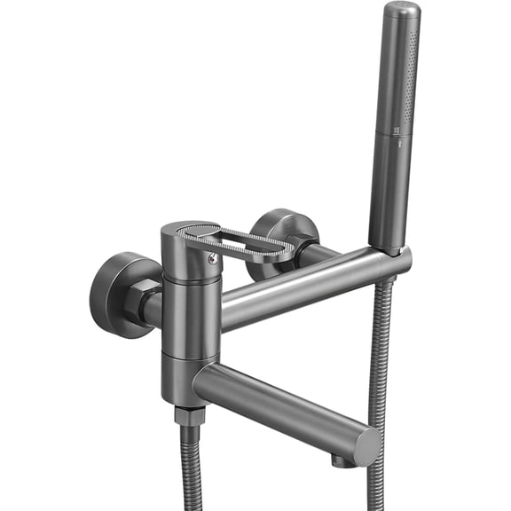 Foldable Bathtub Faucet Wall Mount Tub Faucet Brass Tub Filler Faucet Single Handle 2 Hole Tub Mixer Tap with 2 Modes Handheld Shower, Shower Hose, Hot and Cold Water,Chrome