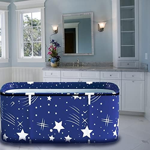 Foldable Bathtub, Large Soaking Bath Tub Portable Bathtub for adults, Freestanding with Thickened Thermal Foam to Keep Temperature for Home Bathroom Spa (XL Blue Sky)$$Tools & Hardware Other