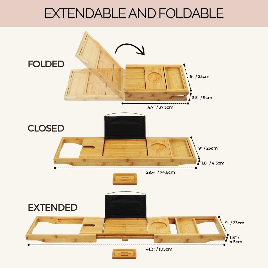 Foldable Bathtub Tray and Bath Pillows for Tub Set - Our Bath Tray ...