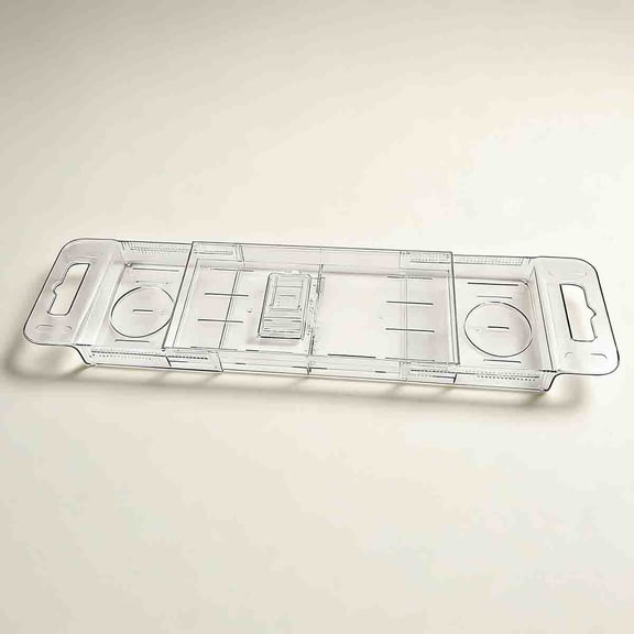 Foldable Bathtub Tray, Expandable Acrylic Bath Tray for Tub, Bath Tub Tray Shower Storage Rack, Bath Table Trays for Bathtub (Transparent)