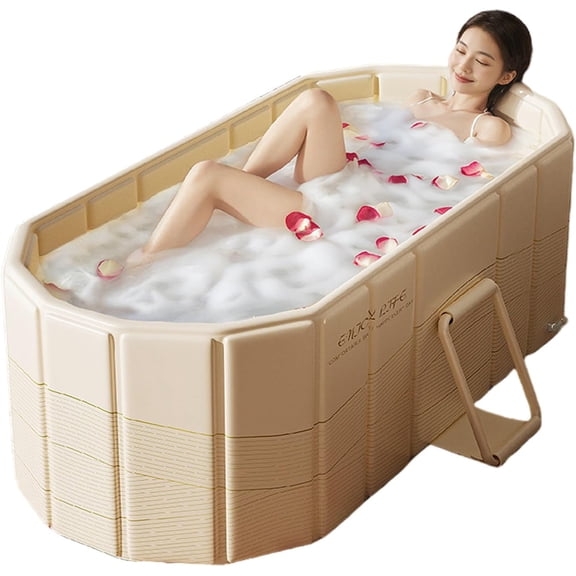 Foldable Bathtub for Adult Large 59'in Collapsible tub Portable Bathtub for Bathroom Folding SPA Tub for Shower Stall, Ideal for Small Spaces