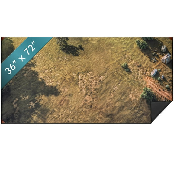 Foldable Battle Mat for Tabletop RPG 36x72 in, Green Plains Terrain
