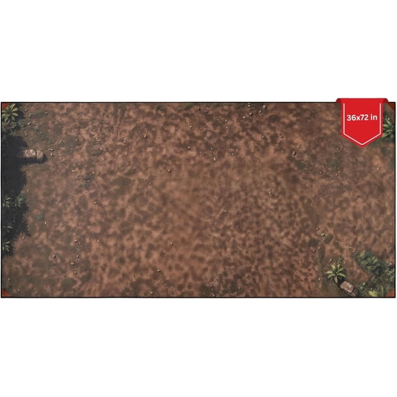 Foldable Battle Mat for Tabletop RPG 36x72 in, Jungle Clearing