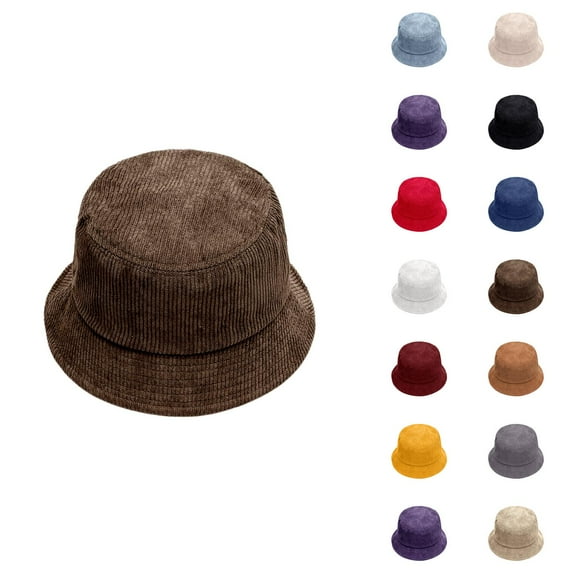 Foldable Beach Bucket Hat - Quick Dry UV Protection Autumn Winter Corduroy Fisherman Hat Unisex Street Style Beret Hat Adjustable Bucket Cap