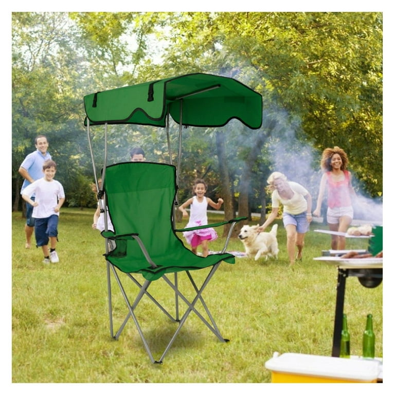 Foldable Beach Chair with Canopy, 330lbs Load Camping Chair, Sun