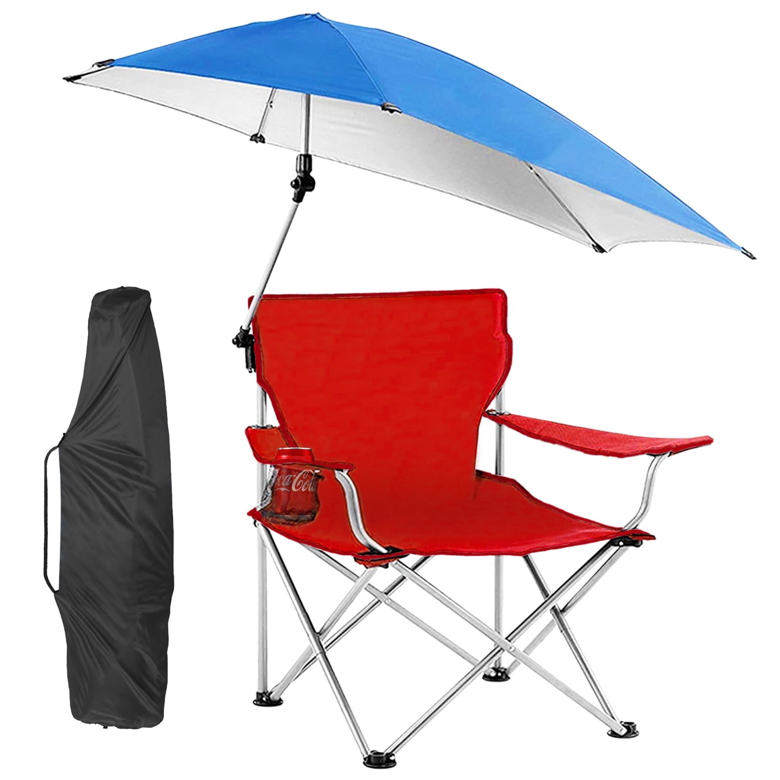 Foldable Beach Chair with Detachable Umbrella, Outdoor Canopy Camping ...