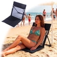 thumbnail image 1 of Foldable Beach Floor Chair Low Profile Folding Seat Lightweight Outdoor Backrest Chair For Beach Camping Picnic Hiking Sports(Black-78Cm), 1 of 3