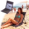 thumbnail image 1 of Foldable Beach Floor Chair Low Profile Folding Seat Lightweight Outdoor Backrest Chair For Beach Camping Picnic Hiking Sports(Dark Green-78Cm), 1 of 2