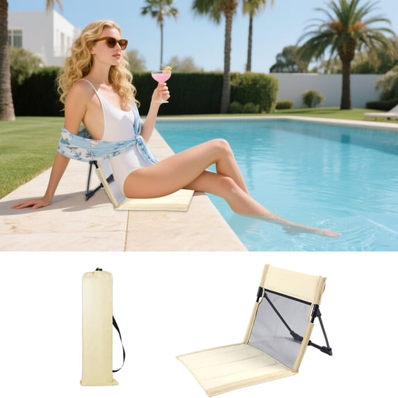 Foldable Beach Mat with Backrest 80 x 40 cm - Adjustable Sun Lounger, Fabric Reclining Mat, Padded Outdoor Lounger for Beach, Camping, Picnic