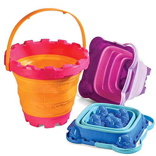 Foldable Beach Pail Collapsible Buckets Castle Mold Sandcastle Toy Set