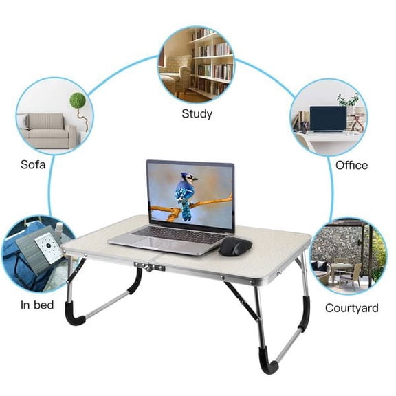 Foldable Bed Laptop Desk, Aluminum Portable Bed Tray Table Holds Up to 44LBS, Non-Slip Base Multi-Purpose Lap Desk for Bed Sofa Floor Working Eating