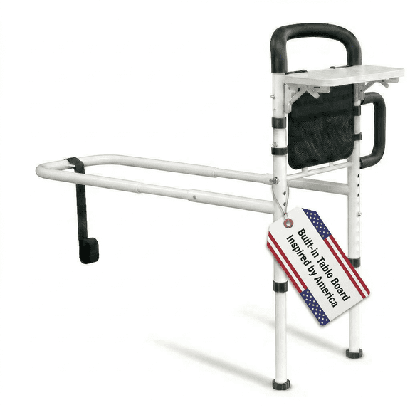 Bed Rails for Seniors Safety Guard with Side Table, Bed Assist Rail for Elderly Adults with Free Storage Bag and Fixing Strap