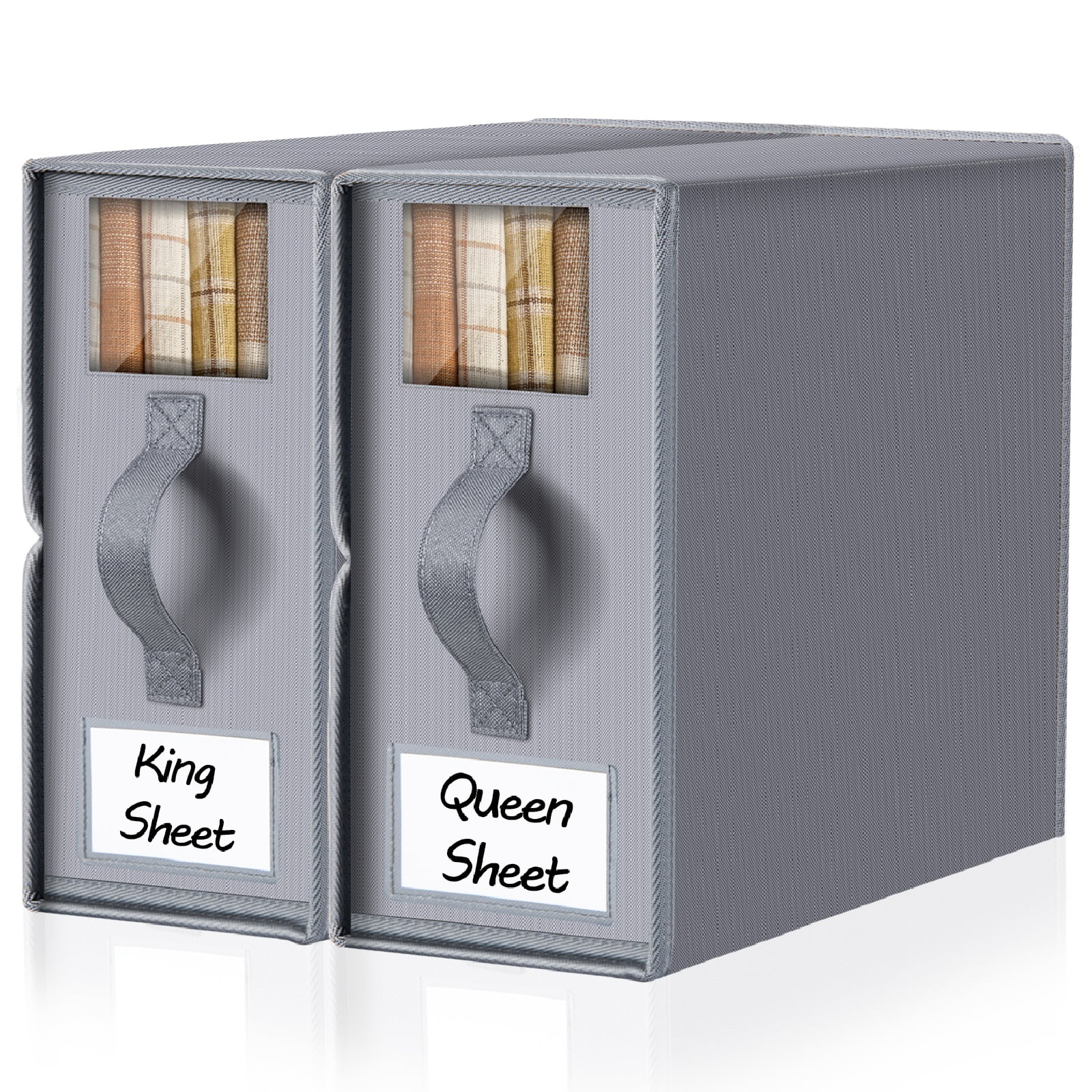 Foldable Bed Sheet Organizer and Storage, 2 Pack King Size Sheet Set Organizer for Linen Closet