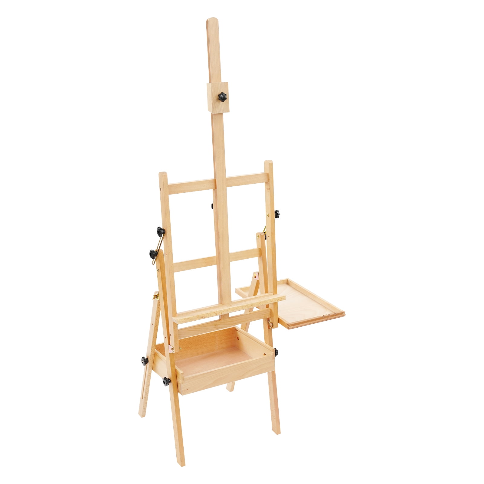 Foldable Beech Wood Easel Stand with Storage, Adjustable Height 59-72.4 inch Painting Holder for Canvas, Wood Color Art Studio Easel for Adults & Students