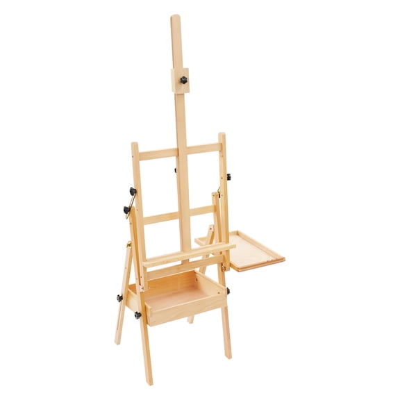 Foldable Beech Wood Easel Stand with Storage, Adjustable Height 59-72.4 inch Painting Holder for Canvas, Wood Color Art Studio Easel for Adults & Students