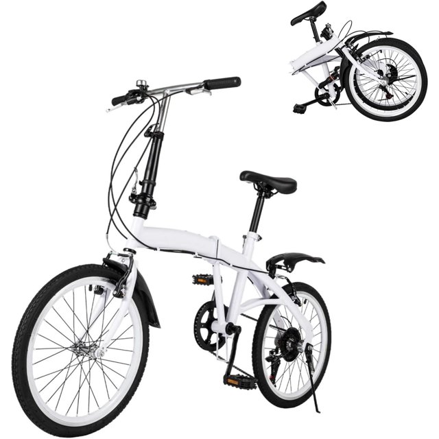 Foldable Bicycle 6Speed Shifter, 20Inch Adult Folding Bikes, Camping