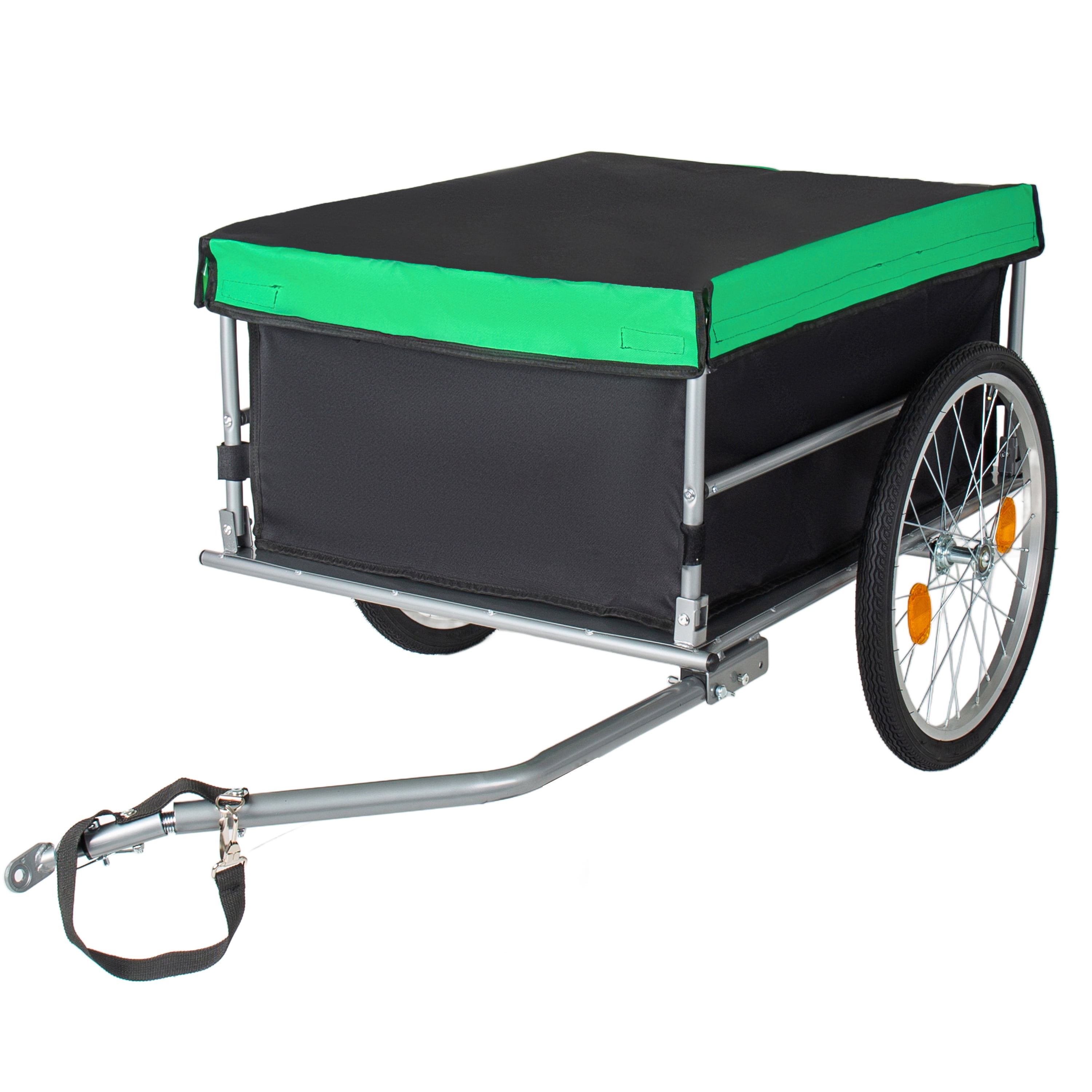 Foldable Bicycle Cargo Trailer, Black & Green with 20 Inch Wheels, Removable 600D Oxford Cover, Folding Frame and Quick Release, 120LBS Capacity for Groceries, Tools and Luggage
