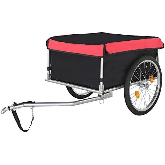 Foldable Bike Cargo Trailer, Bicycle Luggage Wagon Trailer Folding Frame & Quick Release 20" Wheel, Bike Carrier Storage Cart w/Hitch & Waterproof Cover$$Sport & Recreation Other