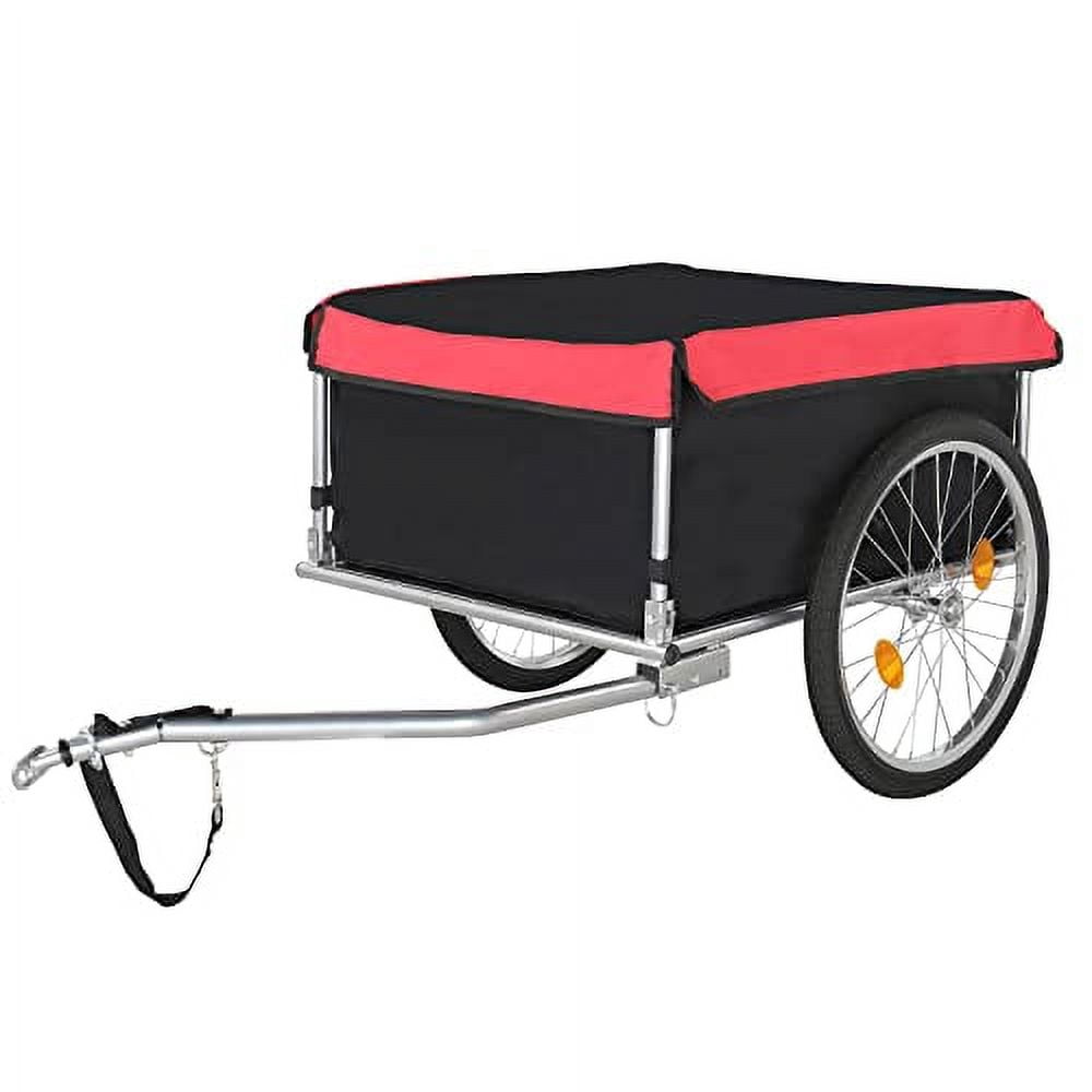 Foldable Bike Cargo Trailer,  Luggage Wagon Trailer Folding Frame & Quick Release 20" Wheel, Bike Carrier Storage Cart w/Hitch & Waterproof Cover