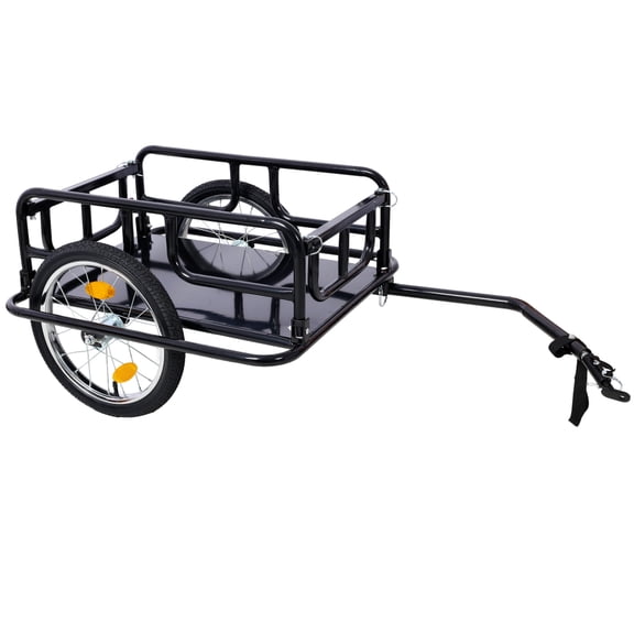 Foldable Bike Cargo Trailer with Universal Bicycle Hitch 16" Wheels & Reflectors, 101 lbs Load Capacity, Folding Wagon Trailer for Bicycles, Grocery Hauling & Outdoor Transport