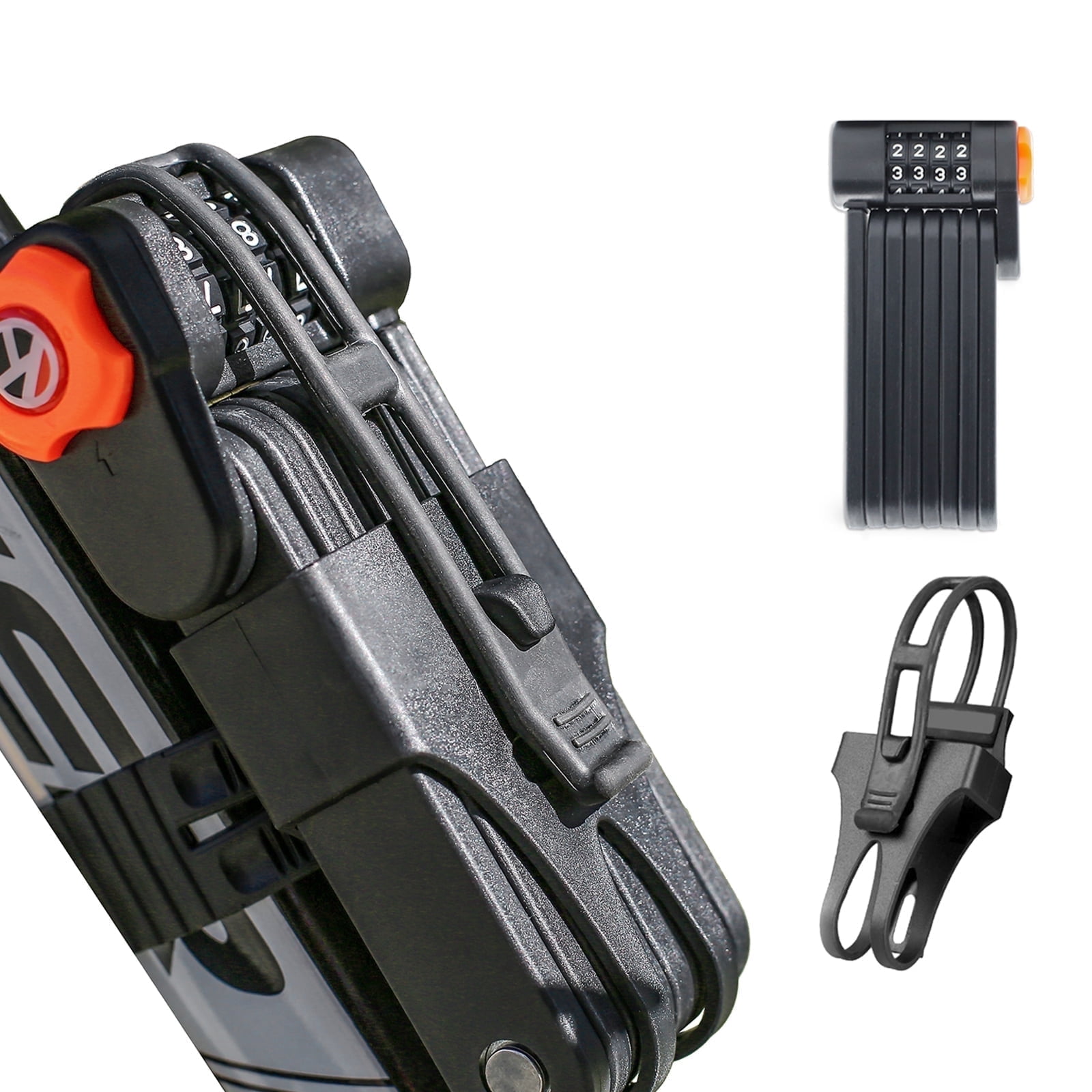 Foldable Bike Lock with Mount Bracket, 4-Digit Combination Anti Theft Heavy Duty Alloy Steel Anti-Scratch Bicycle Lock, Waterproof Anti-Rust Folding Bike Chain Lock for Bike Bicycle Ebike and Scooter