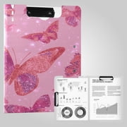 Foldable Binder Clipboards 360 Portable Plastic Folder Clipboard Extra Large Capacity Organizer Binder 18.9" x 12.6" for College Office Home Glittering Sequin Butterfly