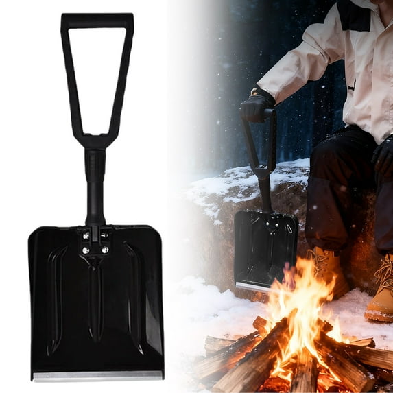Foldable Black Winter Snow Shovel with Detachable Installation, Thickened and Enlarged Snow Push Shovel Set, Lightweight Car-Mounted Snow Removal Tool for Driveways, Sidewalks, Paths, Garage Storage