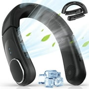 Foldable Bladeless Neck Fan - Personal Portable Fan - Neck Air Conditioner - Cooling Wearable Fan Rechargeable - MAX 12Hrs, 4 Motors