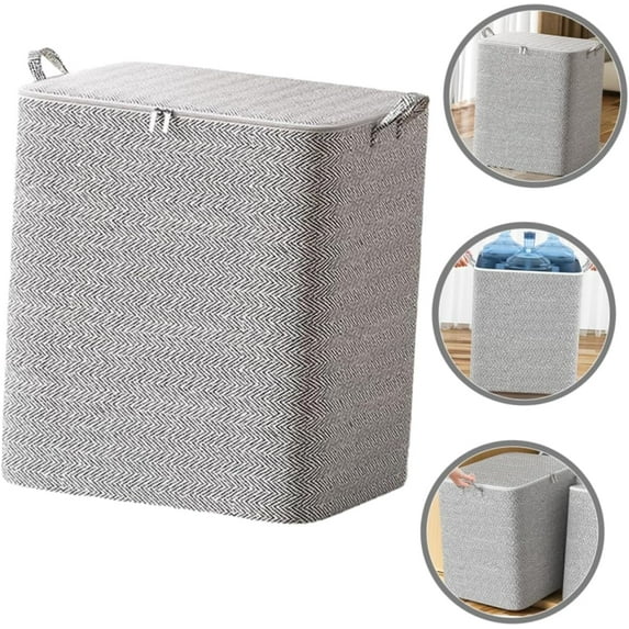 Foldable Blanket Storage Bags,Clothes Organizing Bag,Gray Blanket Storage Containers,Comforter Storage with Lids and Handle,Space Saver,for Home Bedroom Dormitory Wardrobe