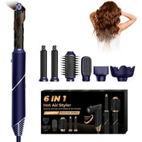 Foldable Blow Dryer Brush with Wrap Curler, 6 in 1 Hair Dryer Brush, Detachable Air Hair Styler Curling, Drying,Volumizing, Straightening, Negative Ionic Hair Dryer with Diffuser, Hair Styling Tools