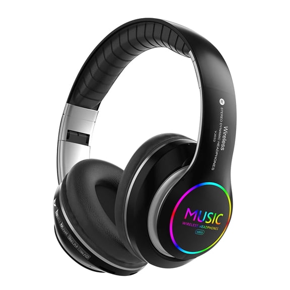 Foldable Bluetooth Headphones - 7.48x6.69x2.95in Wireless Over Ear Headset, 40mm Subwoofer With LED Light, 12H Call Time Noise Cancelling Mic, Memory Card Playback For PC And Mobile