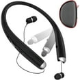 thumbnail image 1 of Foldable Bluetooth Headphones, Wireless Neckband Sports Headset with Retractable Earbuds, Sweatproof Noise Cancelling Stereo Earphones with Mic, 1 of 12