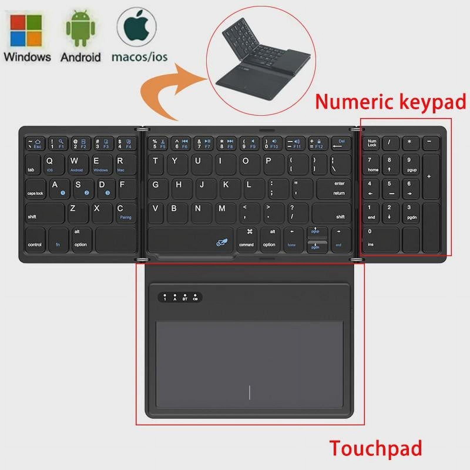 Portable Foldable Bluetooth Keyboard with Touchpad \u0026 Number of Keys for Windows, iOS, Android, Mac