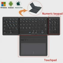 Foldable Bluetooth Keyboard, Portable Full Size Folding Keyboard with Touchpad, PU Leather, Wireless Travel Keyboard for Windows, iOS, Android, Mac